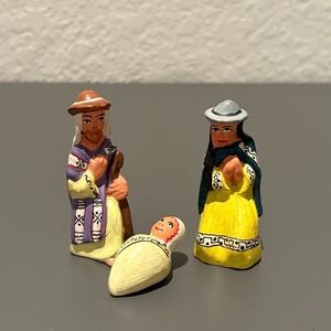 Vtg Peruvian Terracotta Nativity Set Holy Family Folk Art